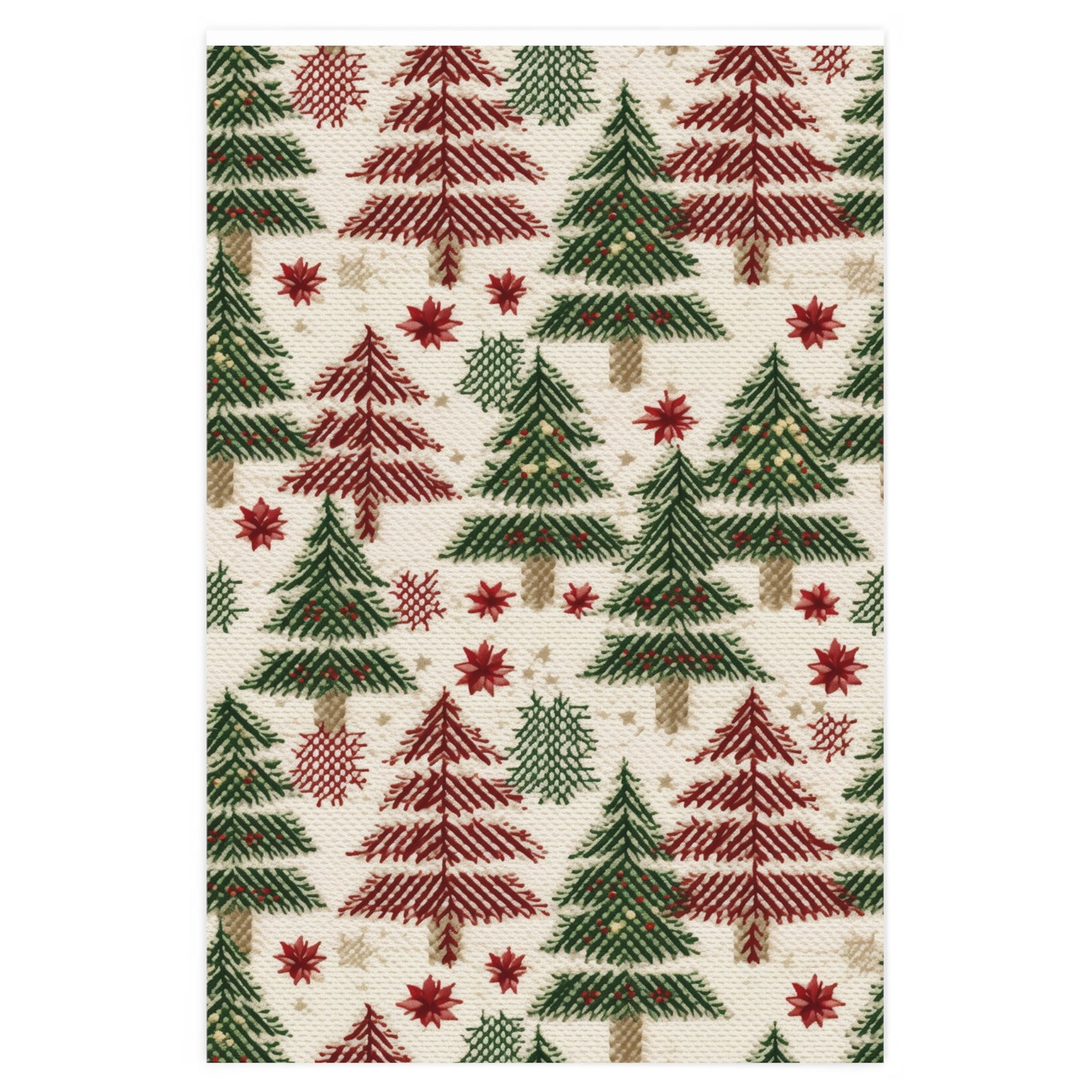 Embroidered Christmas Winter, Festive Holiday Stitching, Classic Seasonal Design - Wrapping Paper