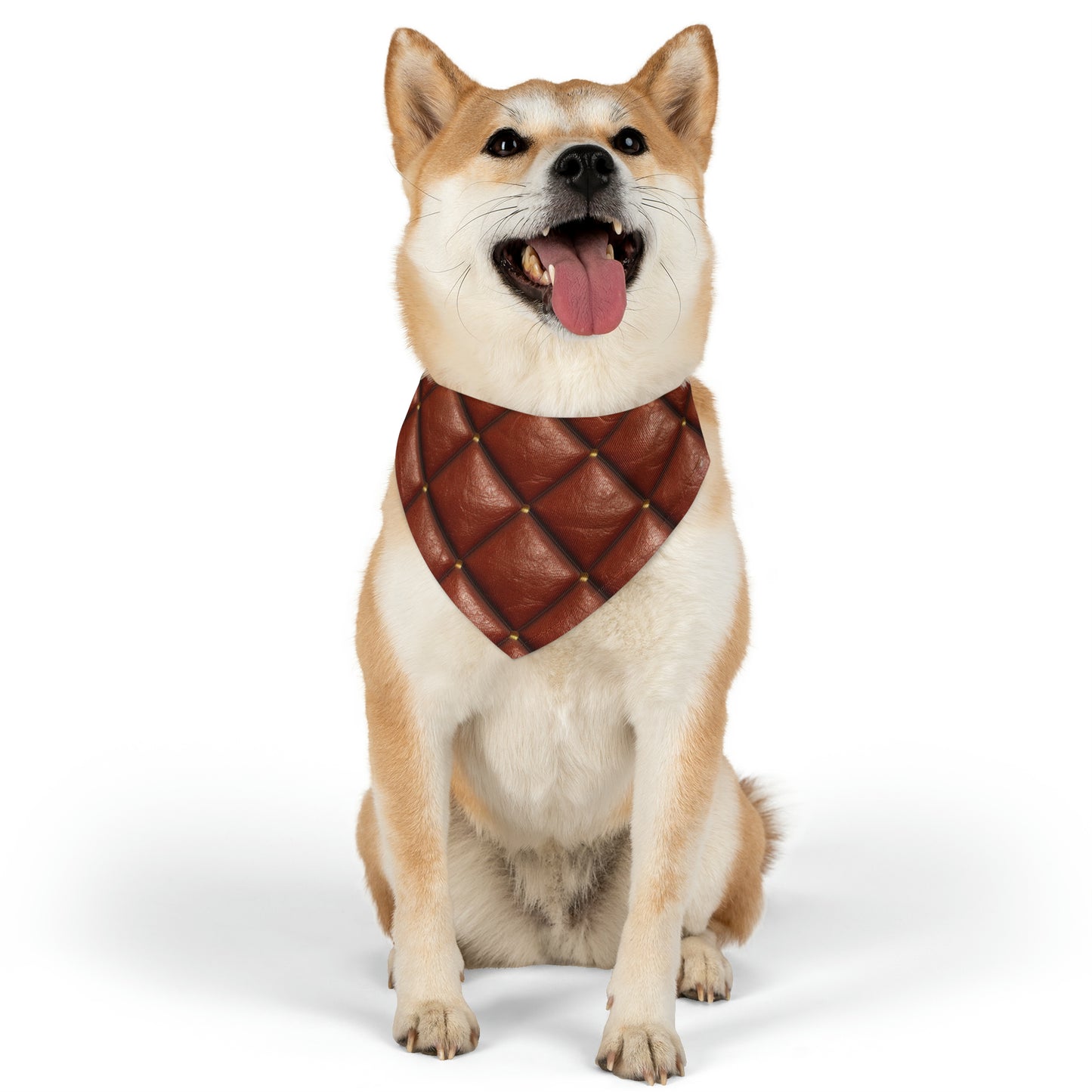 Brown Leather Cognac Pattern Rugged Durable Design Style - Dog & Pet Bandana Collar