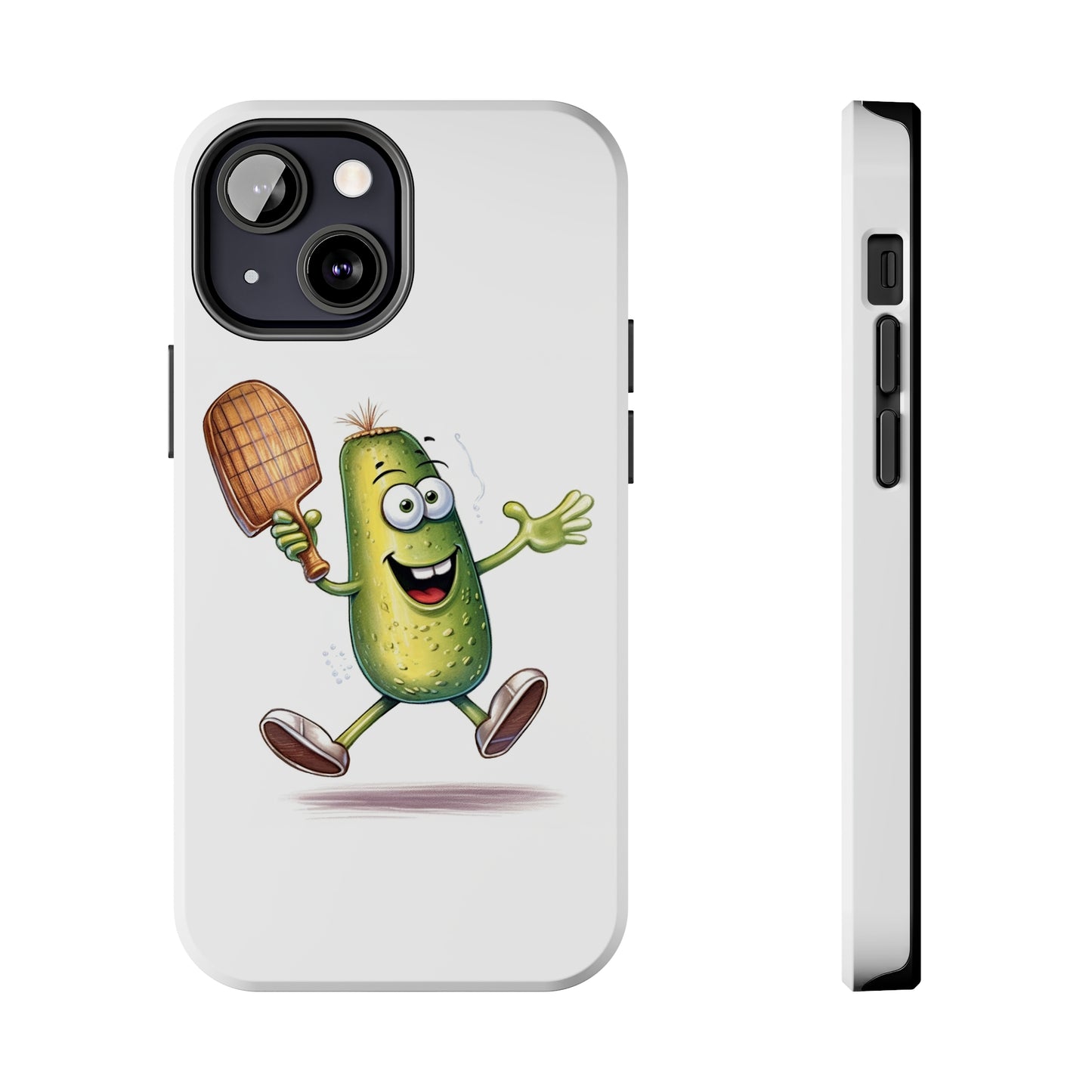 Pickle Player Action: Cartoon Swinging Pickleball Paddle - Sporty Charm - Tough Phone Cases