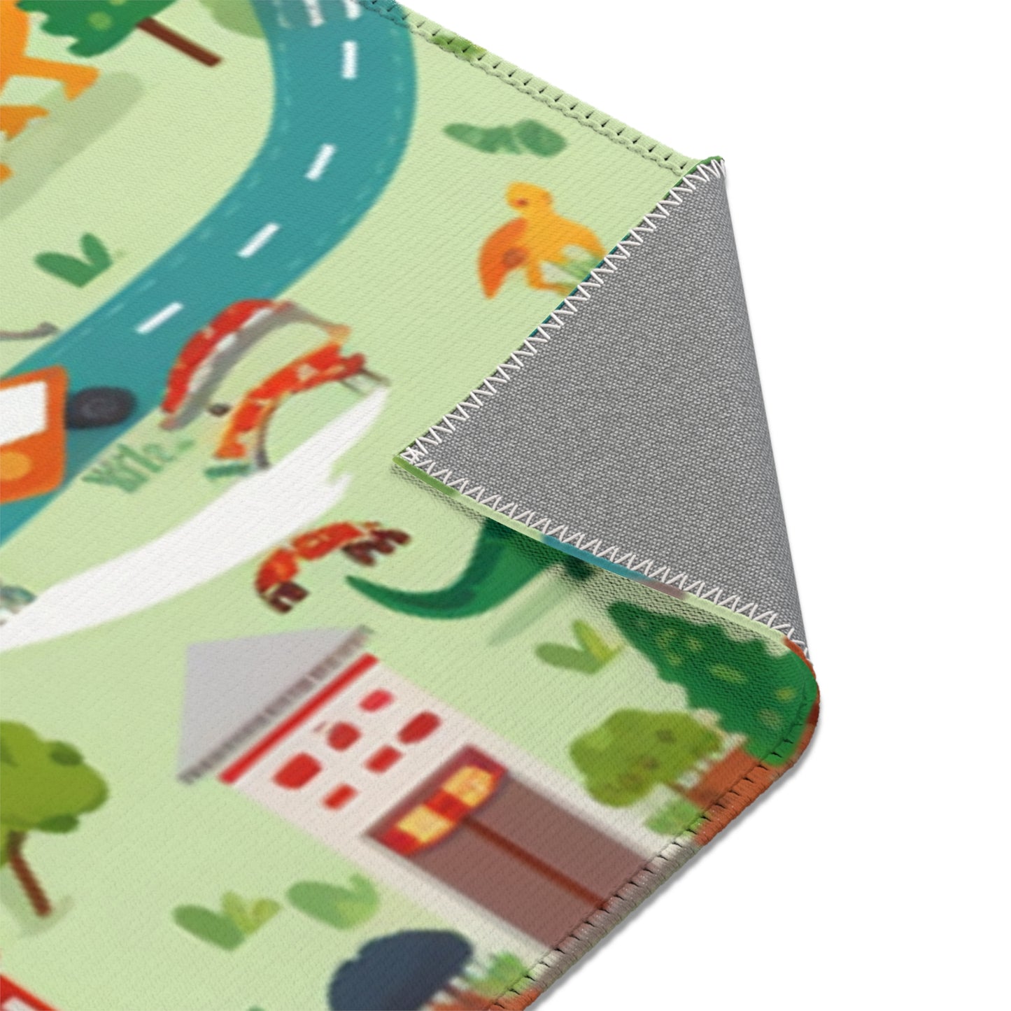 Jurassic Adventure: Children's Dinosaur Town, Vehicle Roadway Play - Area Rugs