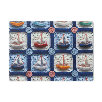 Crochet Boat Ship Sea Vessel Ocean Beach Travel Yacht Design - Cutting Board