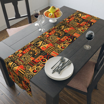 Tribal Art-Inspired Abstract Symbols, Heritage - Table Runner (Cotton, Poly)