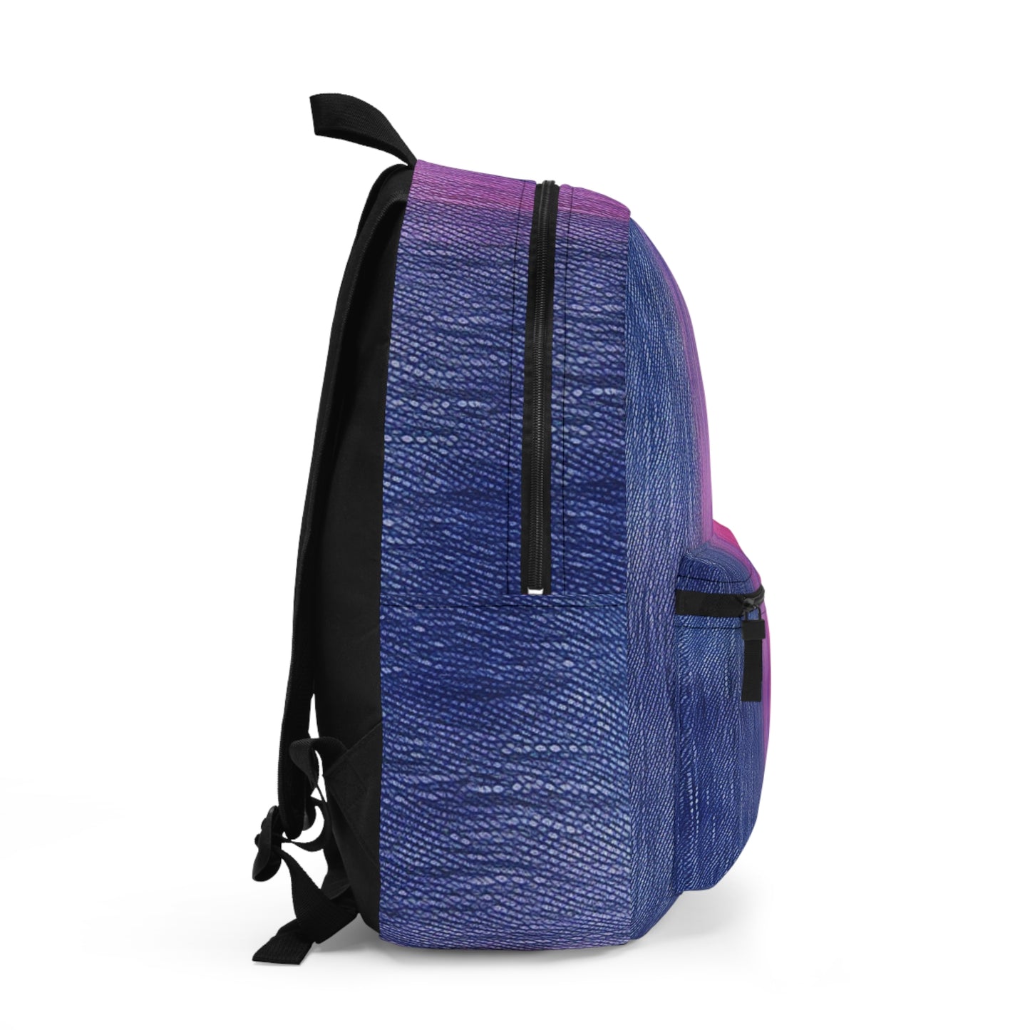 Dual Delight: Half-and-Half Pink & Blue Denim Daydream - Backpack