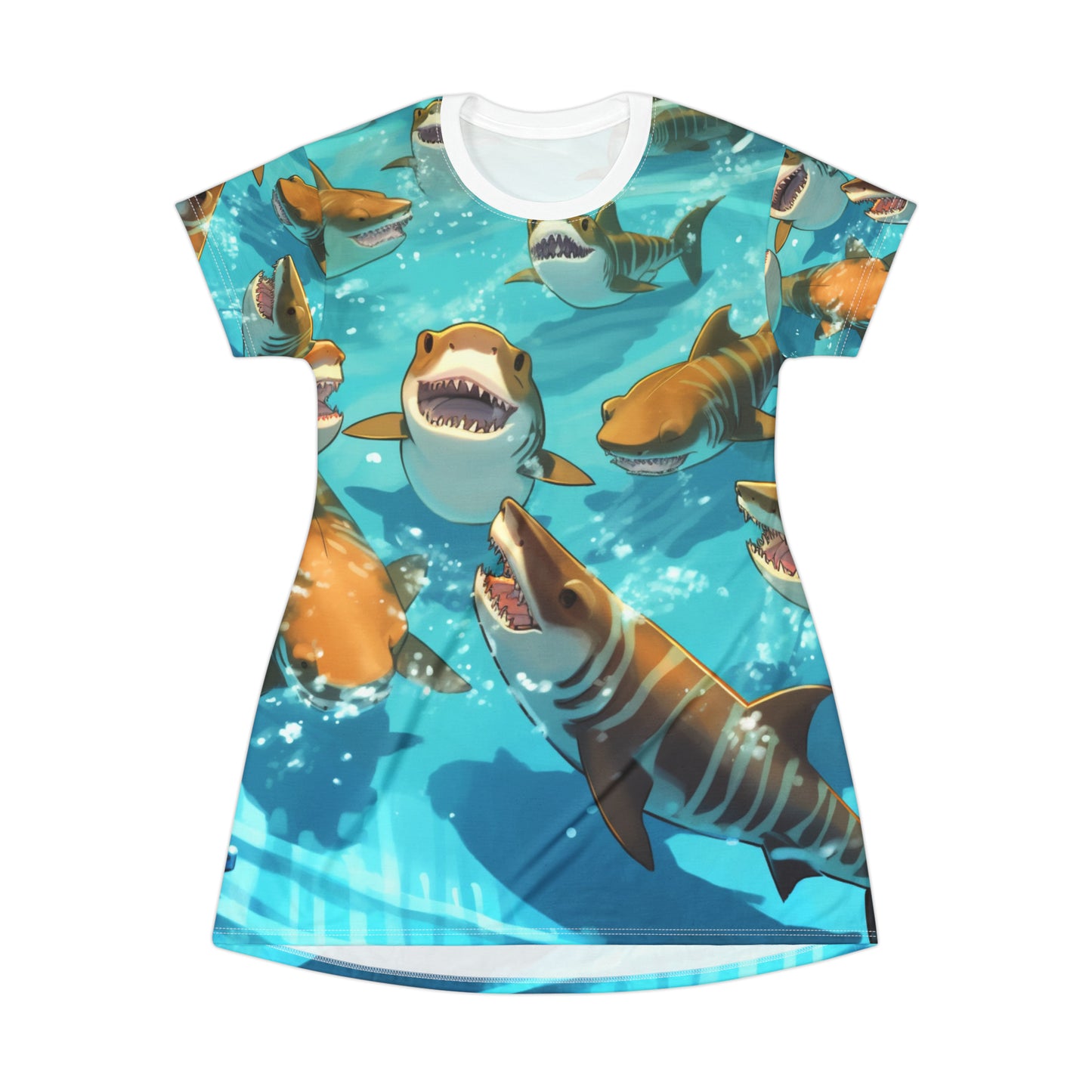 Tiger Shark: Ocean Marine Wildlife - Underwater - T-Shirt Dress (AOP)