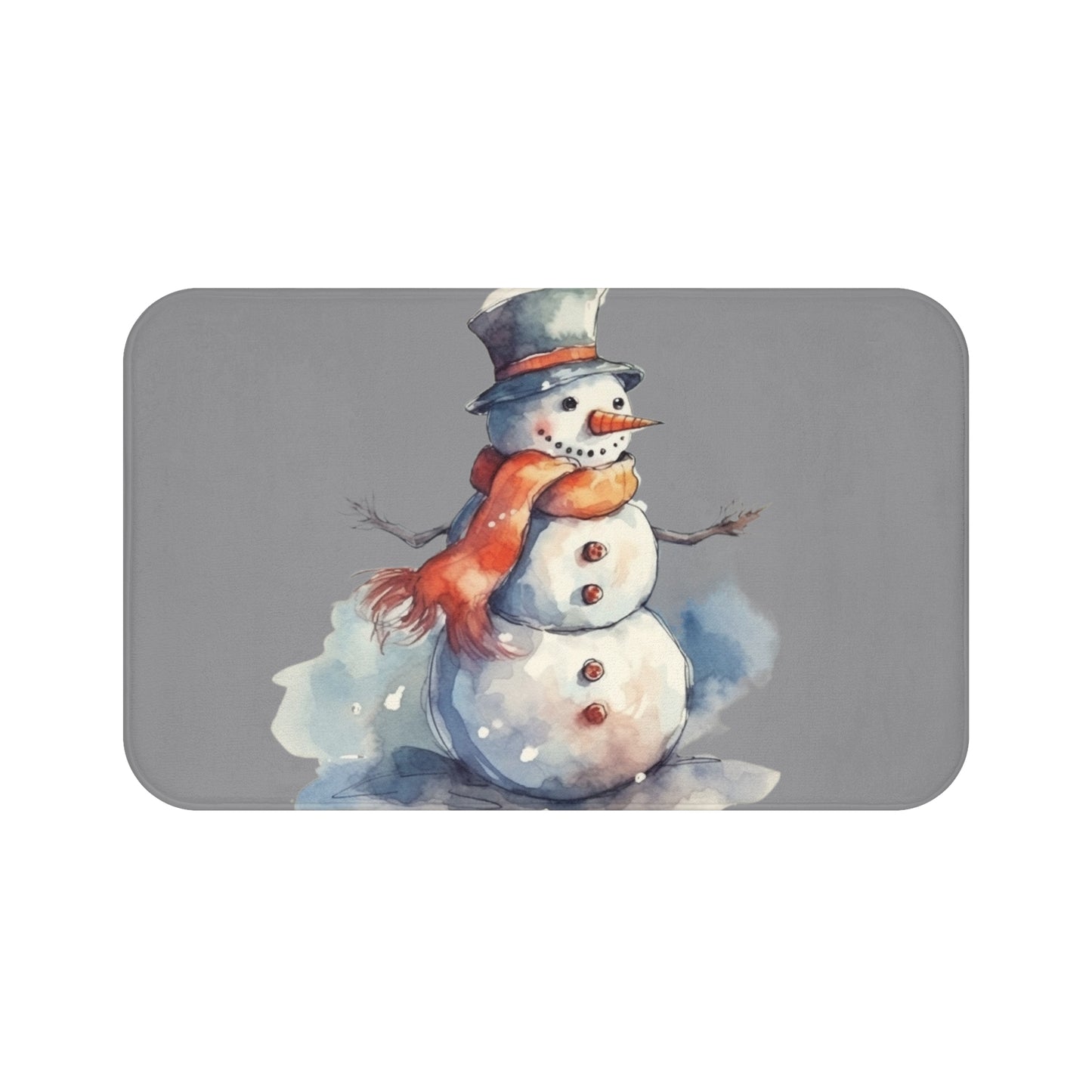 Frosty Winter Snowman Christmas - Bath Mat