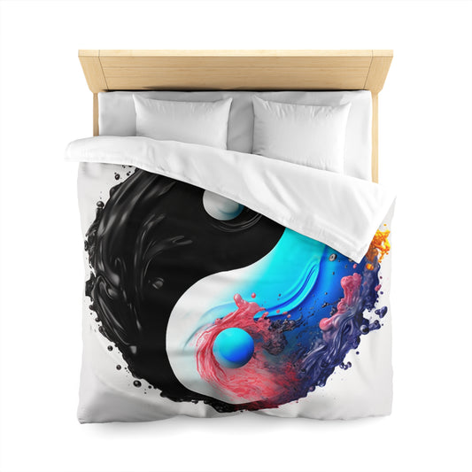 Yin Yang Symbol, Colorful Paint Style - Artistic Decor - Microfiber Duvet Cover