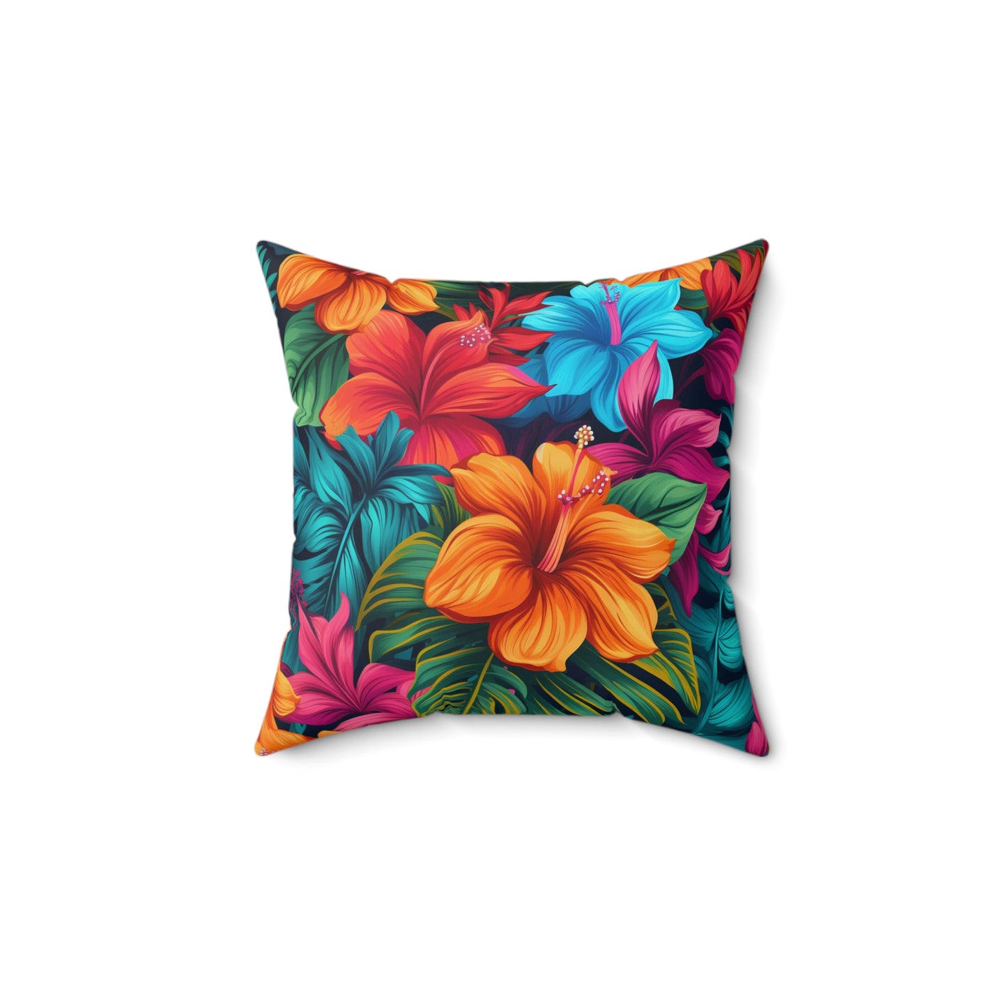 Hawaiian-Inspired Tropical Floral Pattern Design Spun Polyester Square Pillow