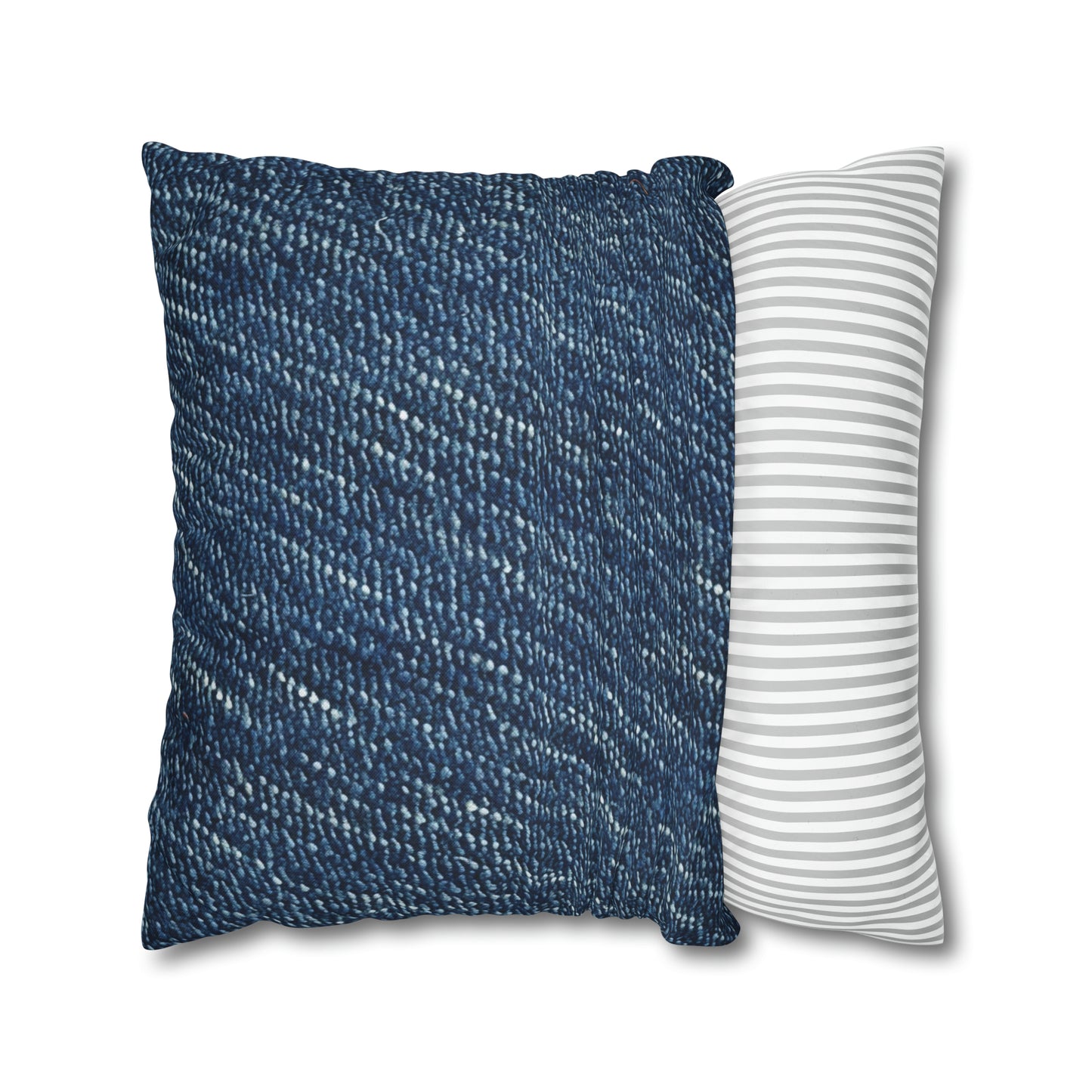 Denim-Inspired Design - Distinct Textured Fabric Pattern - Spun Polyester Square Pillow Case