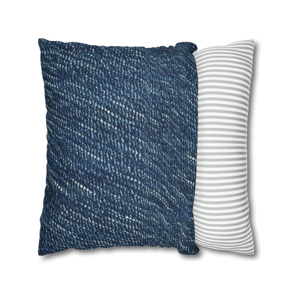 Denim-Inspired Design - Distinct Textured Fabric Pattern - Spun Polyester Square Pillow Case