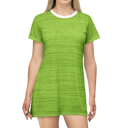 Lush Grass Neon Green: Denim-Inspired, Springtime Fabric Style - T-Shirt Dress (AOP)