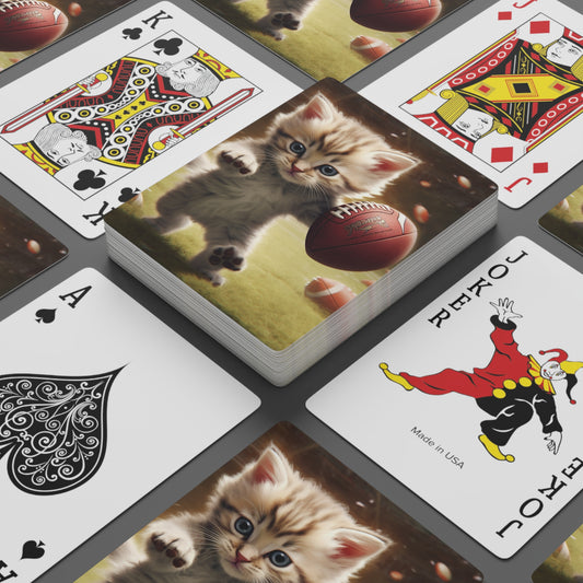 Football Kitty Fantasy: Gato Felino American Sport Quarterback - Cartas de Póquer