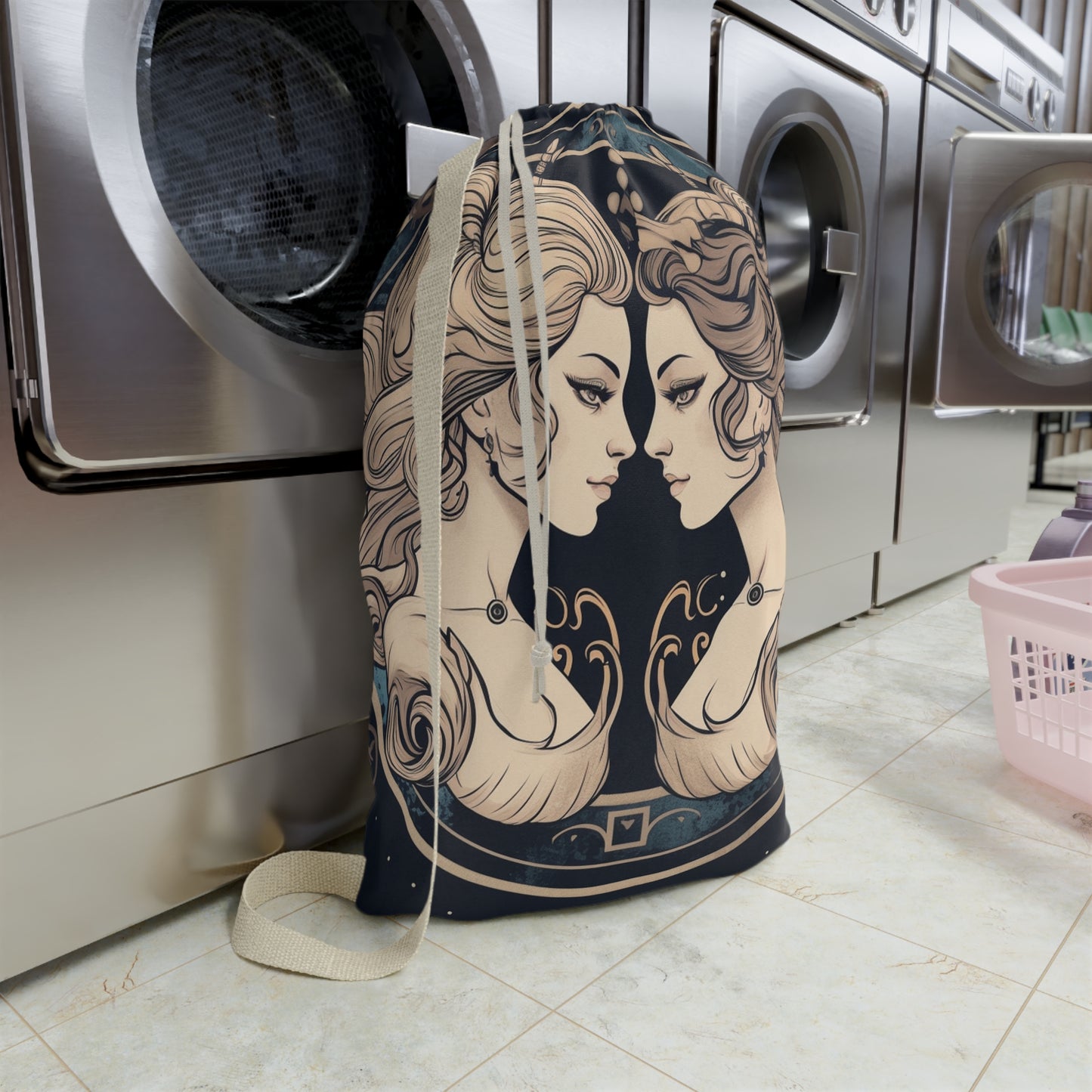 Duality of Gemini - Expressive Twins Zodiac Astrology - Laundry Bag