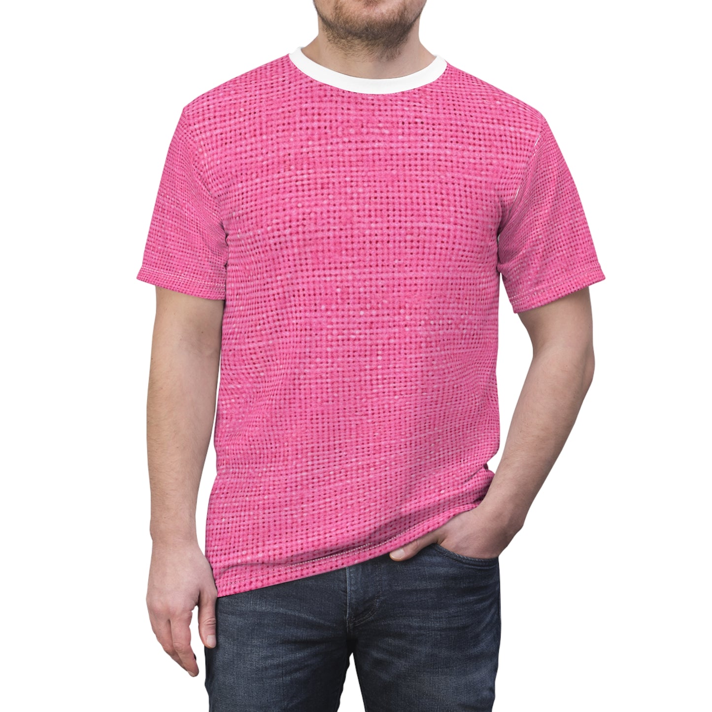 Doll-Like Pink Denim Designer Fabric Style - Unisex Cut & Sew Tee (AOP)