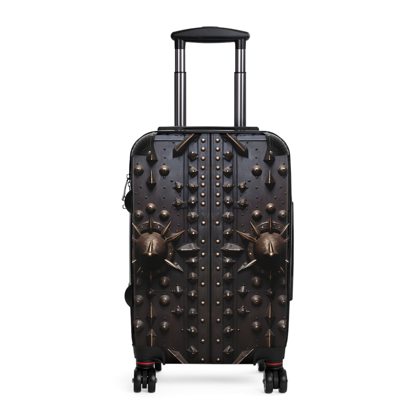 Gothic Medieval Door Design: Dark Wood with Brass Spikes - Suitcase