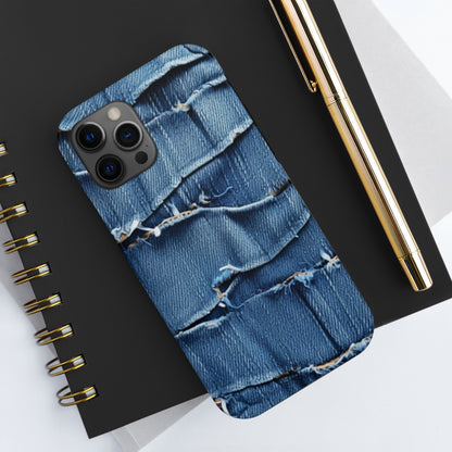 Midnight Blue Distressed Denim: Rugged, Torn & Stylish Design - Tough Phone Cases