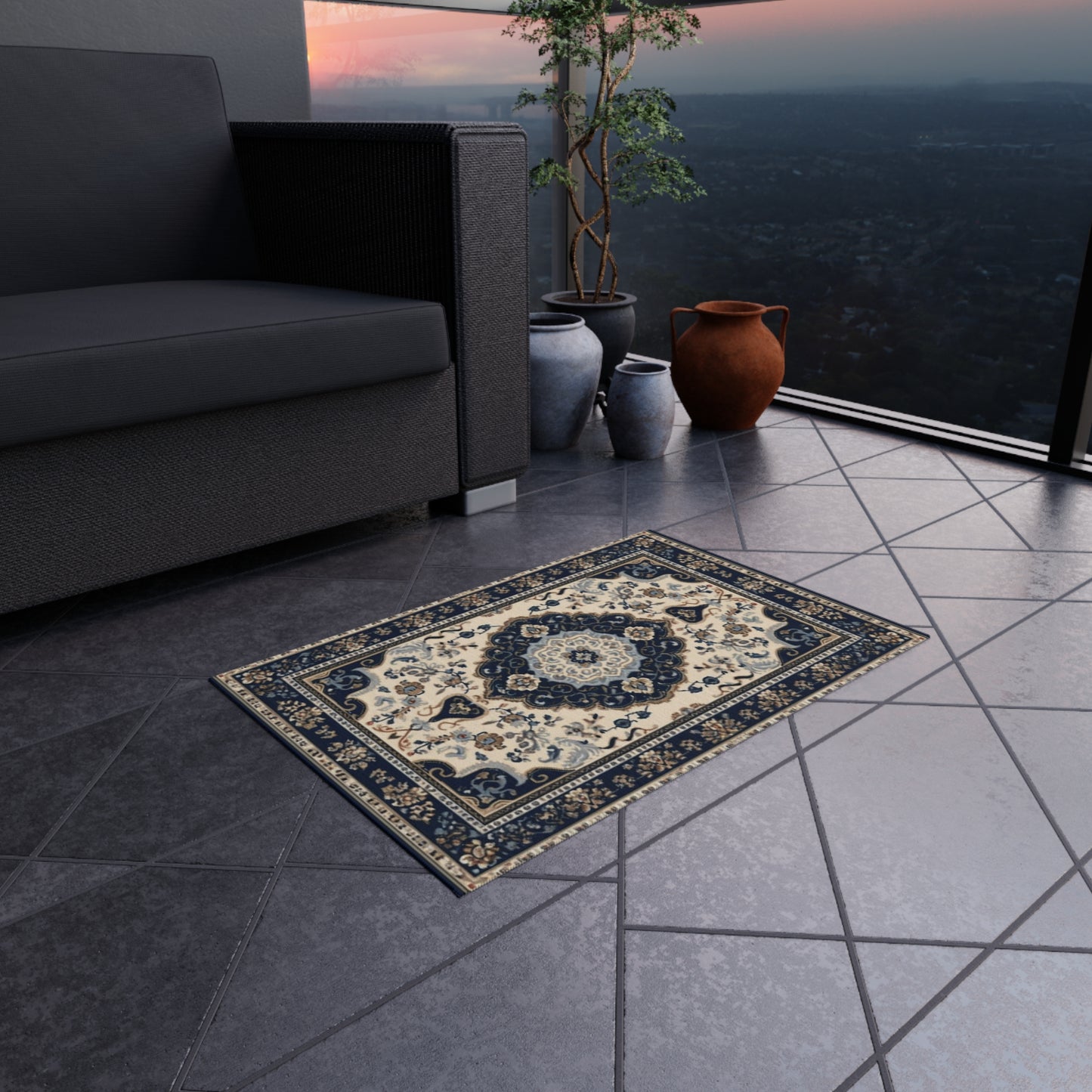 Durable and Stylish Outdoor Rug - Oriental Inspired