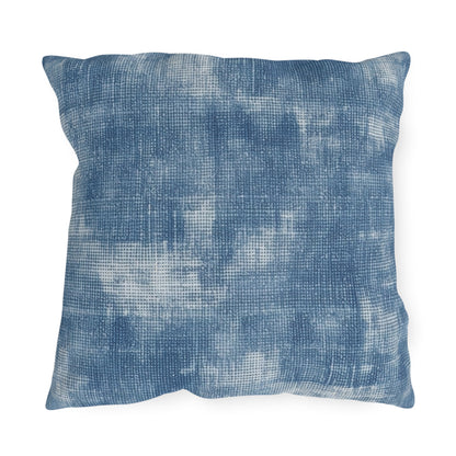 Azul descolorido descolorido: tela con estilo inspirada en la mezclilla - Almohadas para exteriores