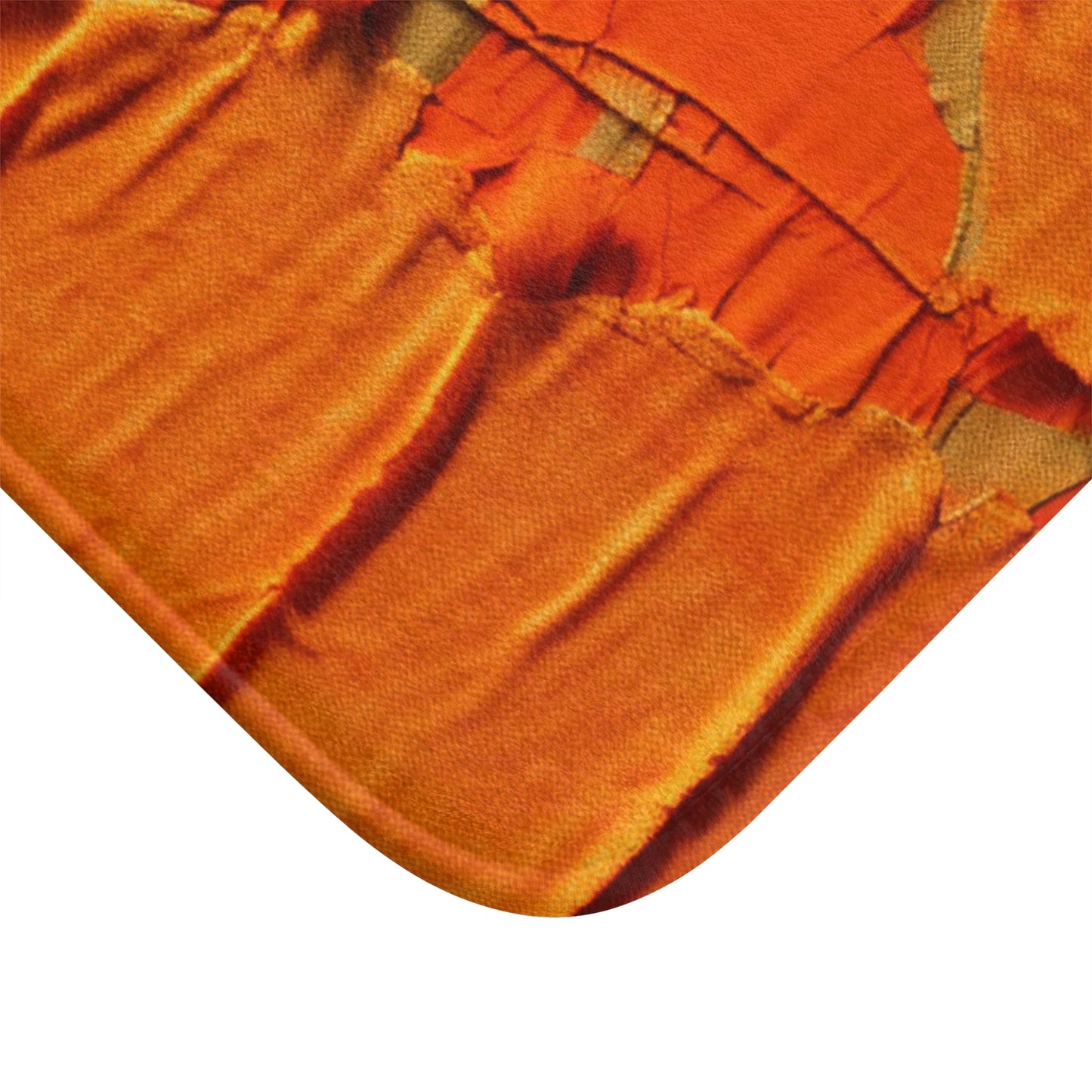 Fiery Citrus Orange: Edgy Distressed, Denim-Inspired Fabric - Bath Mat