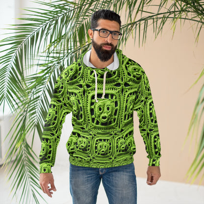 Halloween Green Alien Crochet Galactic Space Zombie Style - Unisex Pullover Hoodie (AOP)