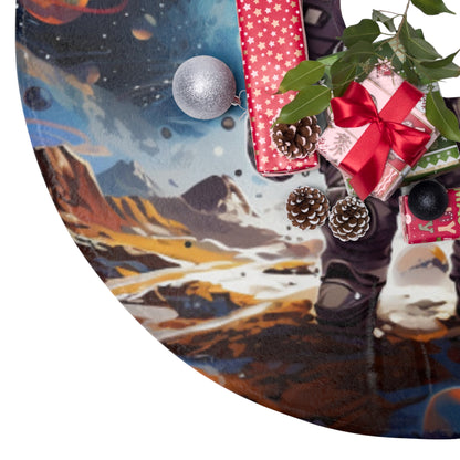 Galactic Voyage: Astronaut Journey in Celestial Star Cosmic Exploration - Christmas Tree Skirts