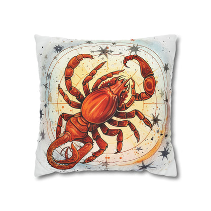 Astrología de Escorpio espinoso - Horóscopo celestial de Escorpión del Zodíaco afilado - Funda de almohada cuadrada de poliéster hilado 