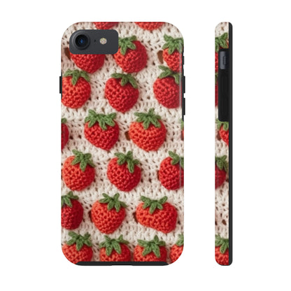 Strawberry Traditional Japanese, Crochet Craft, Fruit Design, Red Berry Pattern - Tough Phone Cases