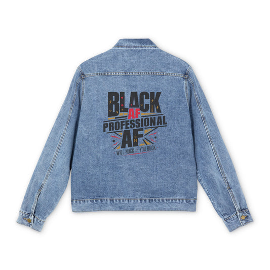Black AF, Black History, Funny Gift, Men's Denim Jacket