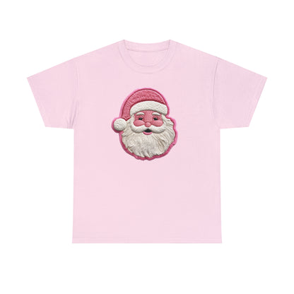 Santa Patch in Pink Christmas - Unisex Heavy Cotton Tee