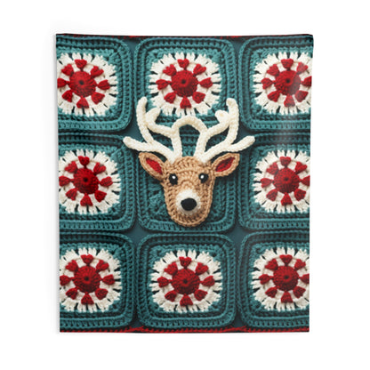 Christmas Reindeer Crochet, Wintry Wonderland Design, Festive Stag Motif. Embrace the Holiday Spirit - Indoor Wall Tapestries