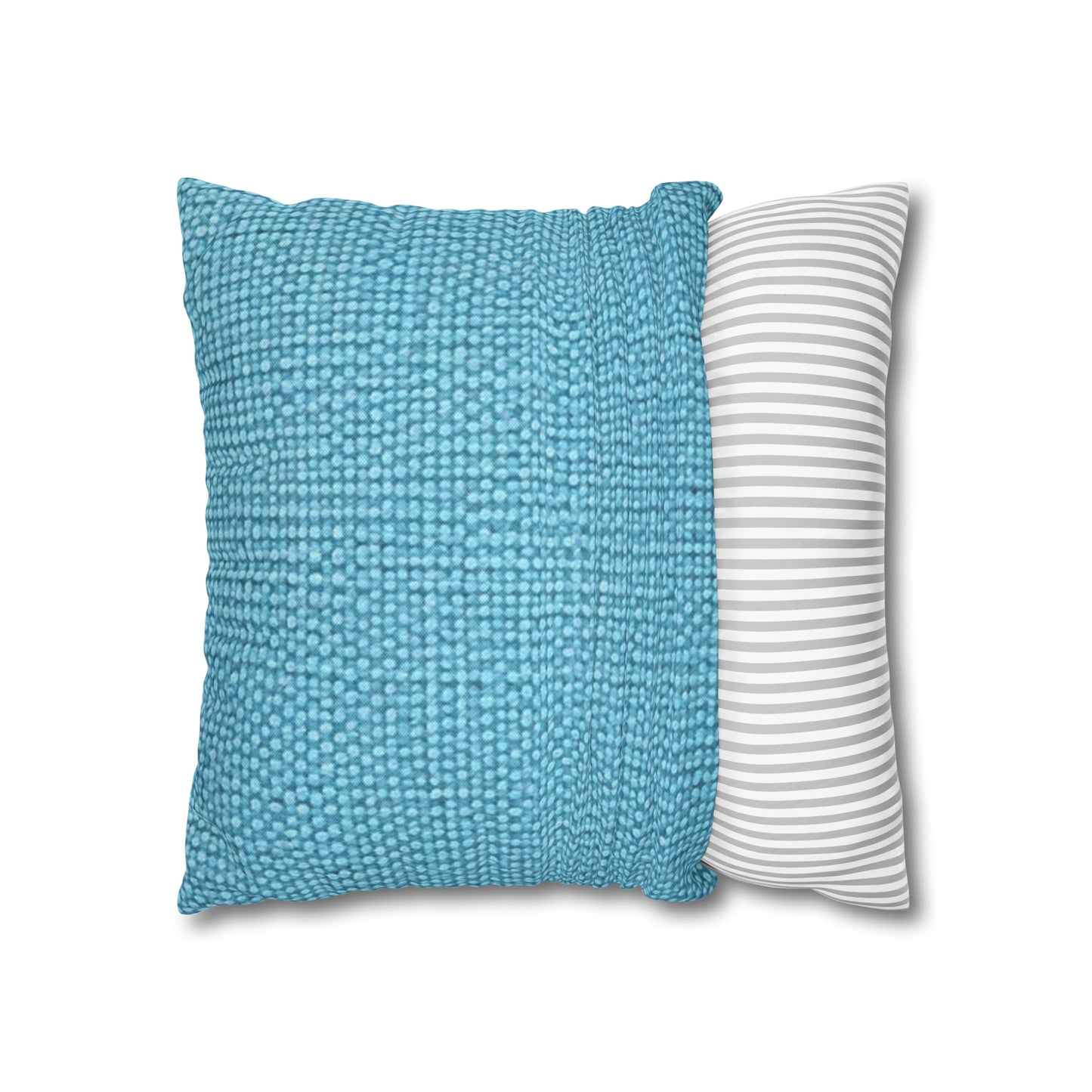 Bright Aqua Teal: Denim-Inspired Refreshing Blue Summer Fabric - Spun Polyester Square Pillow Case