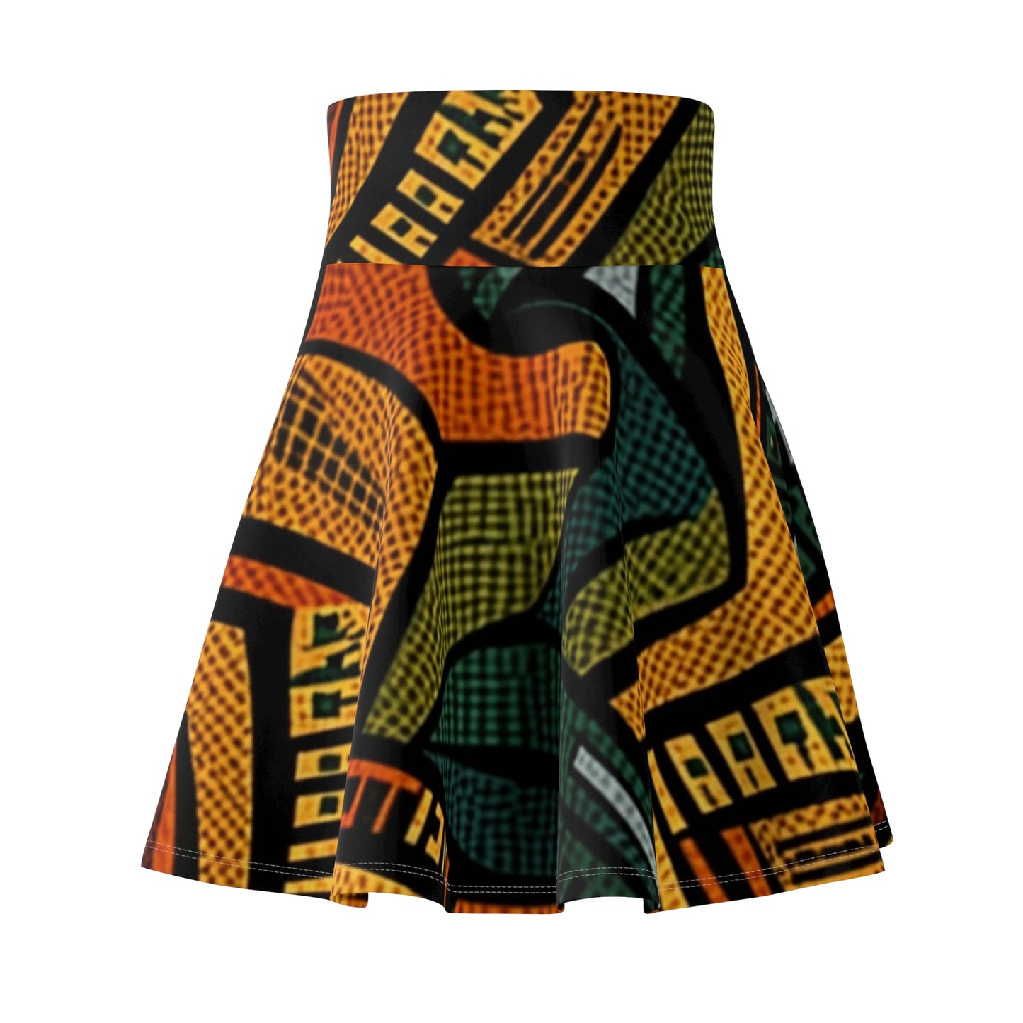 1960-1970s Style African Ornament Textile - Bold, Intricate Pattern - Women's Skater Skirt (AOP)