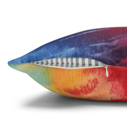 Rainbow Tie-Dye Denim: Vibrant Multi-Color, Fabric Design Spectacle - Spun Polyester Square Pillow Case