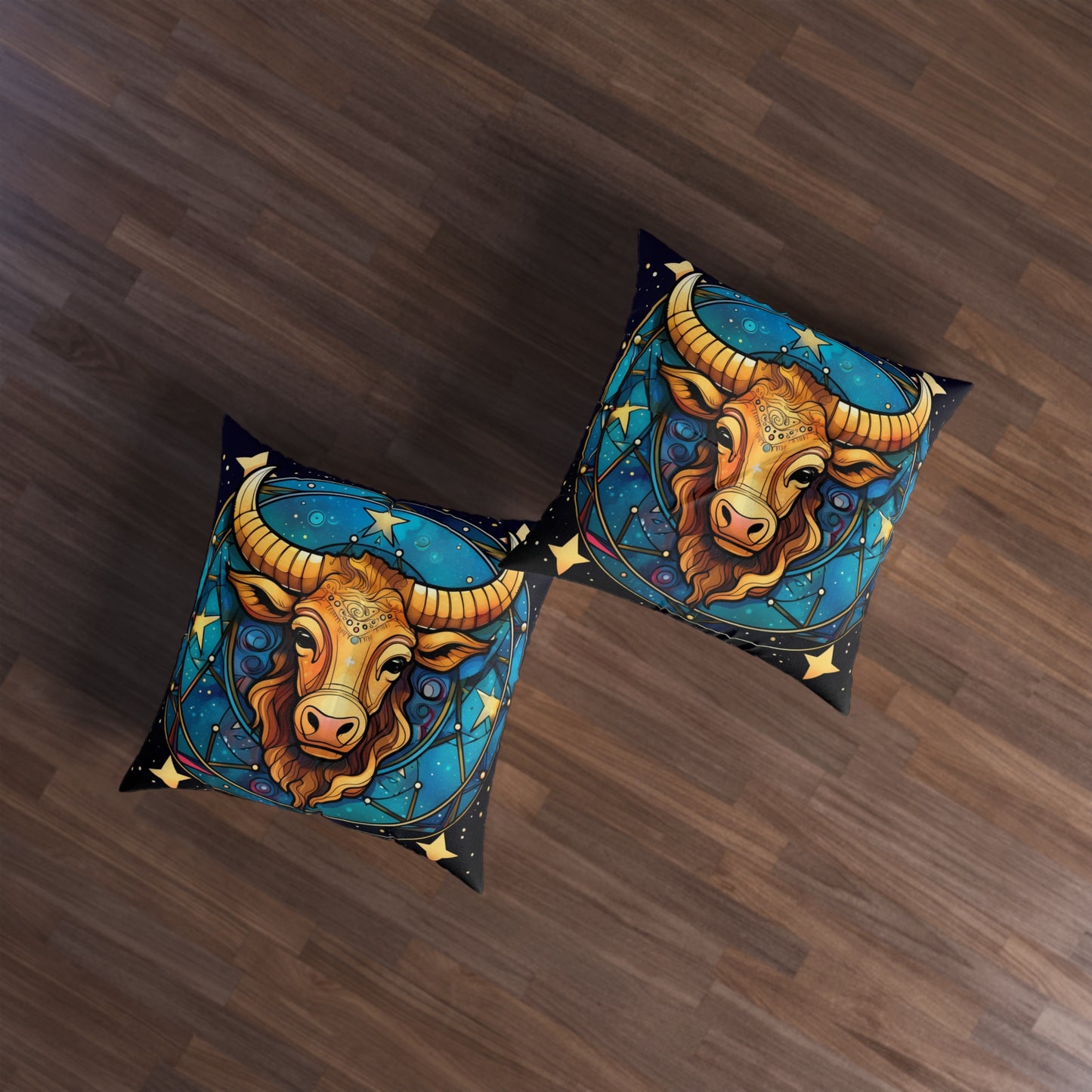 Taurus Constellation Zodiac Sign Astrology Cosmic Art - Tufted Floor Pillow, Square