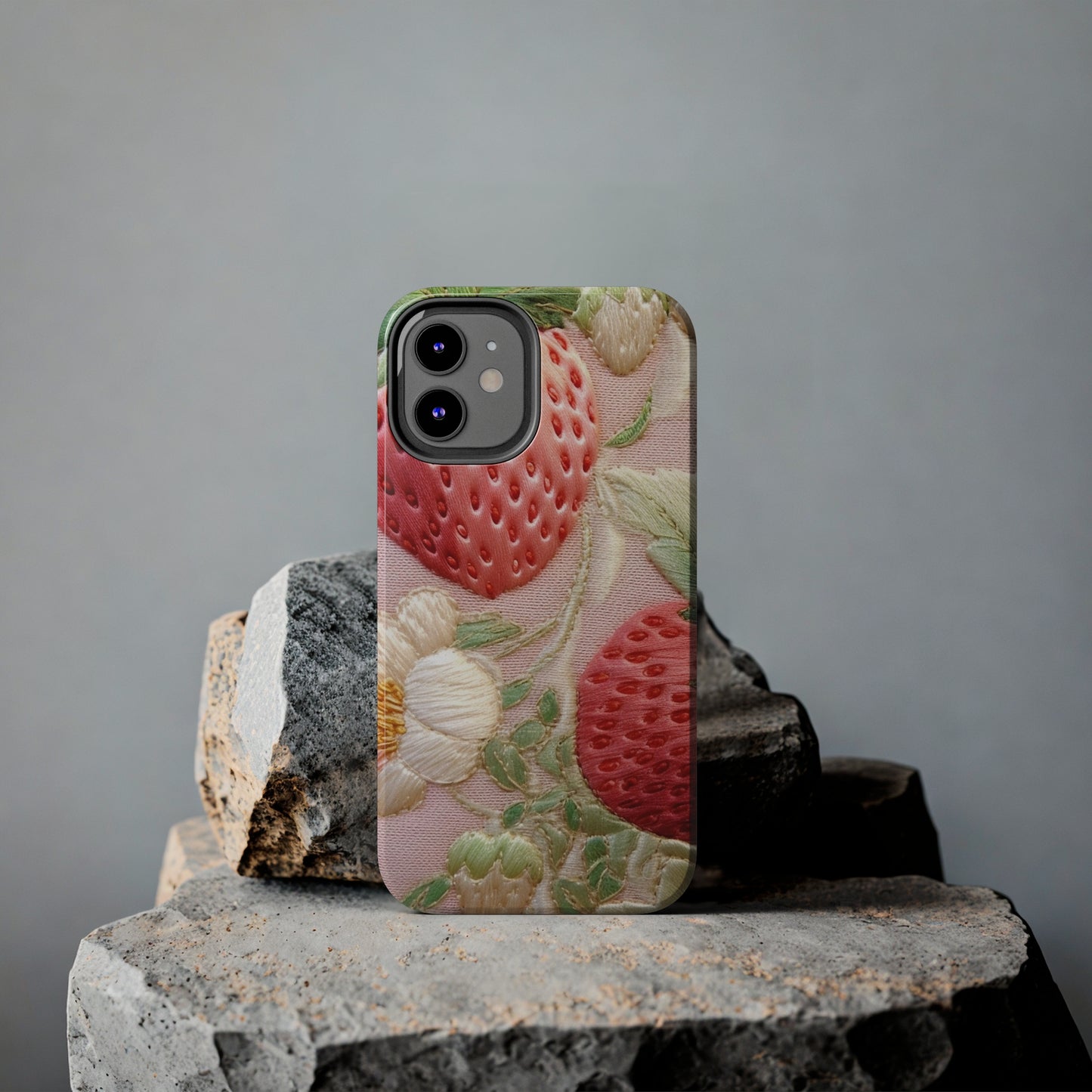 Red Berry Strawberries - Embroid Fruit - Healthy Crop Feast Food Design - Tough Phone Cases