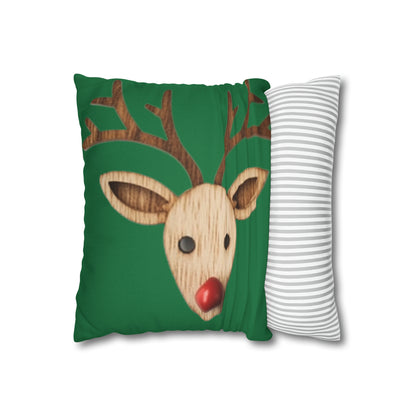 Red Reindeer Nose Christmas Classic Winter Season - Spun Polyester Square Pillow Case