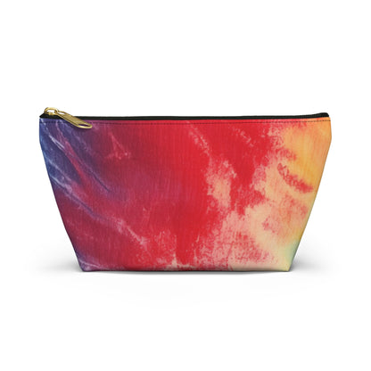 Rainbow Tie-Dye Denim: Vibrant Multi-Color, Fabric Design Spectacle - Accessory Pouch w T-bottom