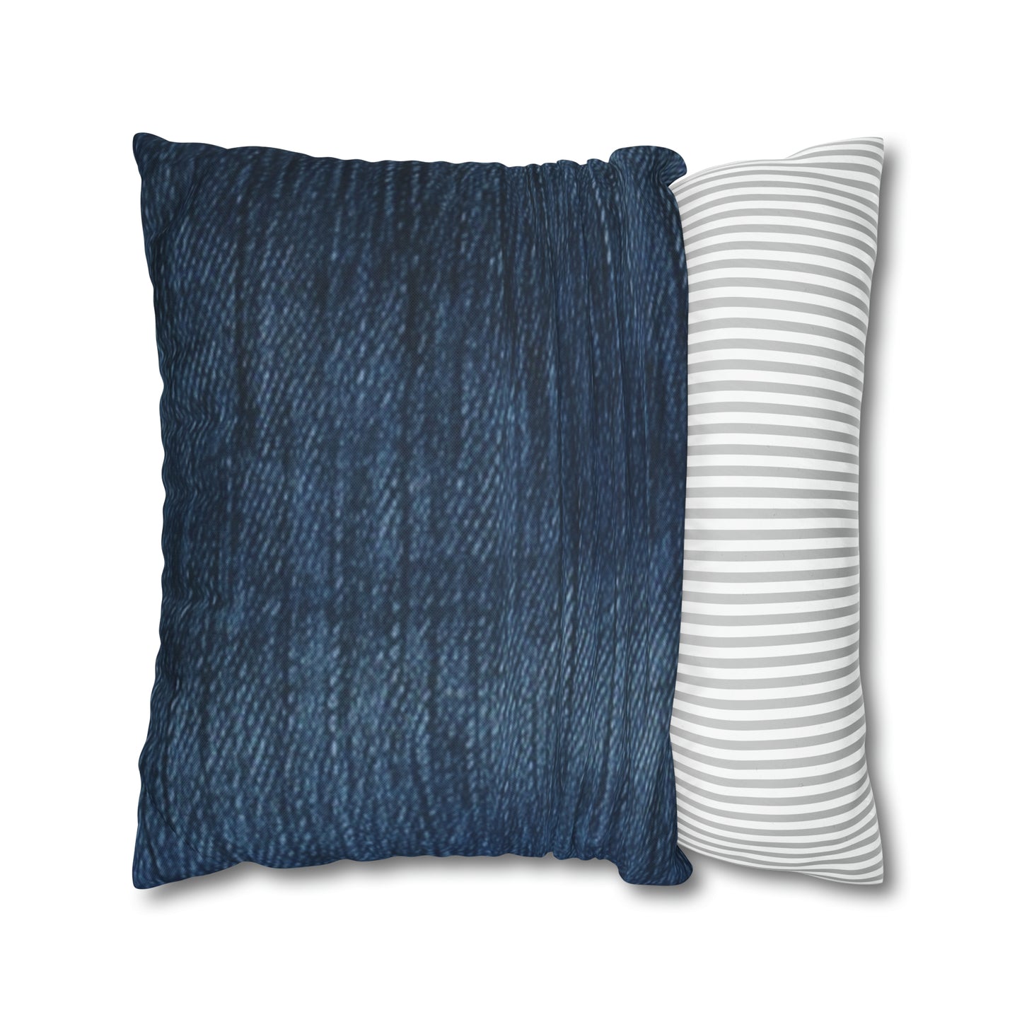 Indigo Splash: Washed Denim Reverie in Deep Blue - Spun Polyester Square Pillow Case