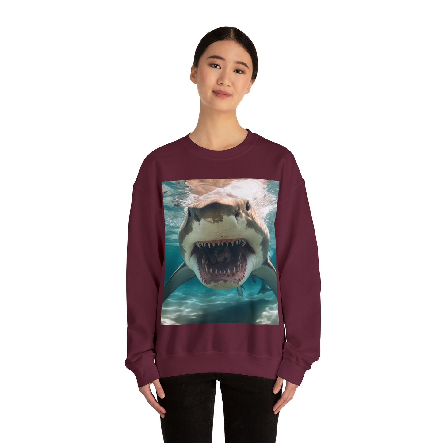 Bull Shark: River Monster Menace - Realistic Dark Water Predator - Unisex Heavy Blend™ Crewneck Sweatshirt