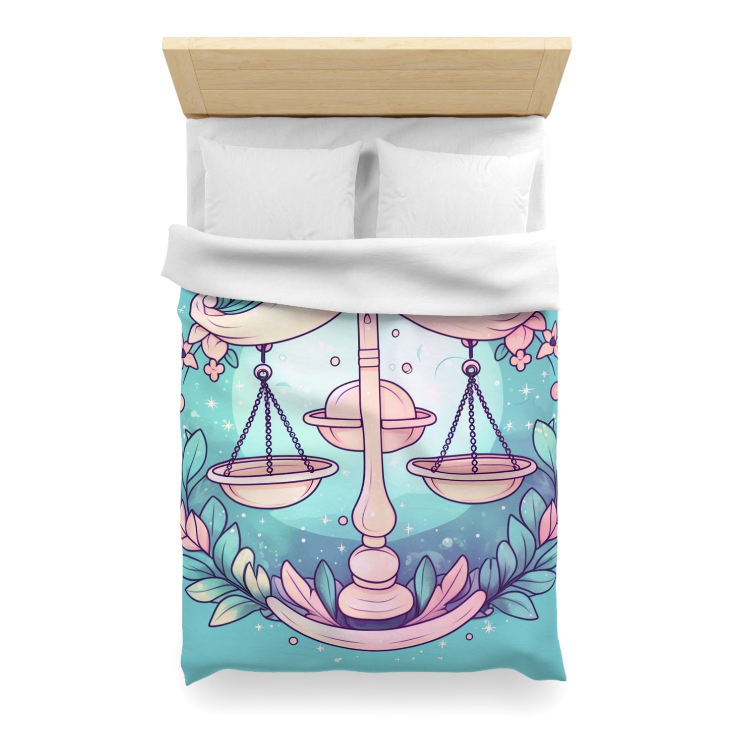 Astrología Libra - Iluminación suave y símbolo del signo del zodíaco en colores pastel - Funda nórdica de microfibra 