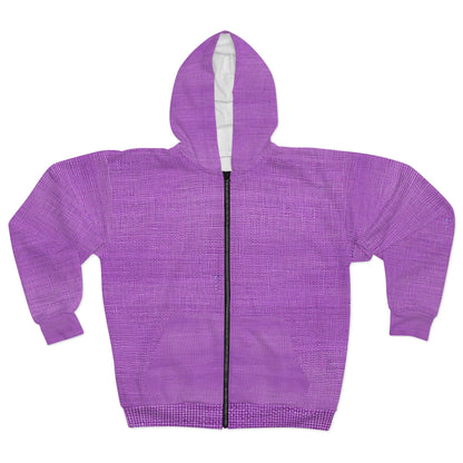 Hyper Iris Orchid Red: estilo atrevido inspirado en la mezclilla - Sudadera con capucha unisex con cremallera (AOP)