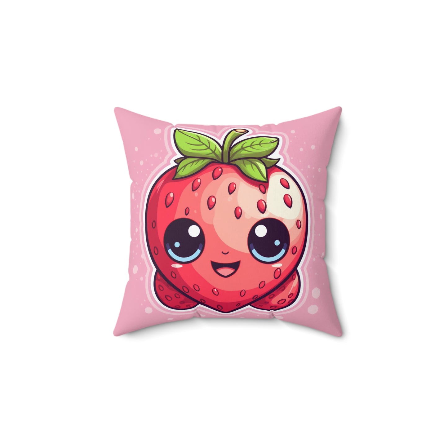 Kawaii Strawberry Adventure - Anime Classic Traditional Japanese Fruit - Otaku Artwork - Spun Polyester Square Pillow