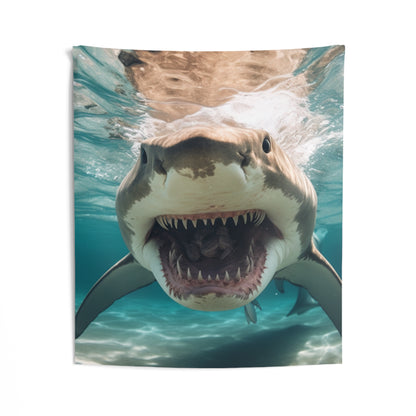 Bull Shark: River Monster Menace - Realistic Dark Water Predator - Indoor Wall Tapestries