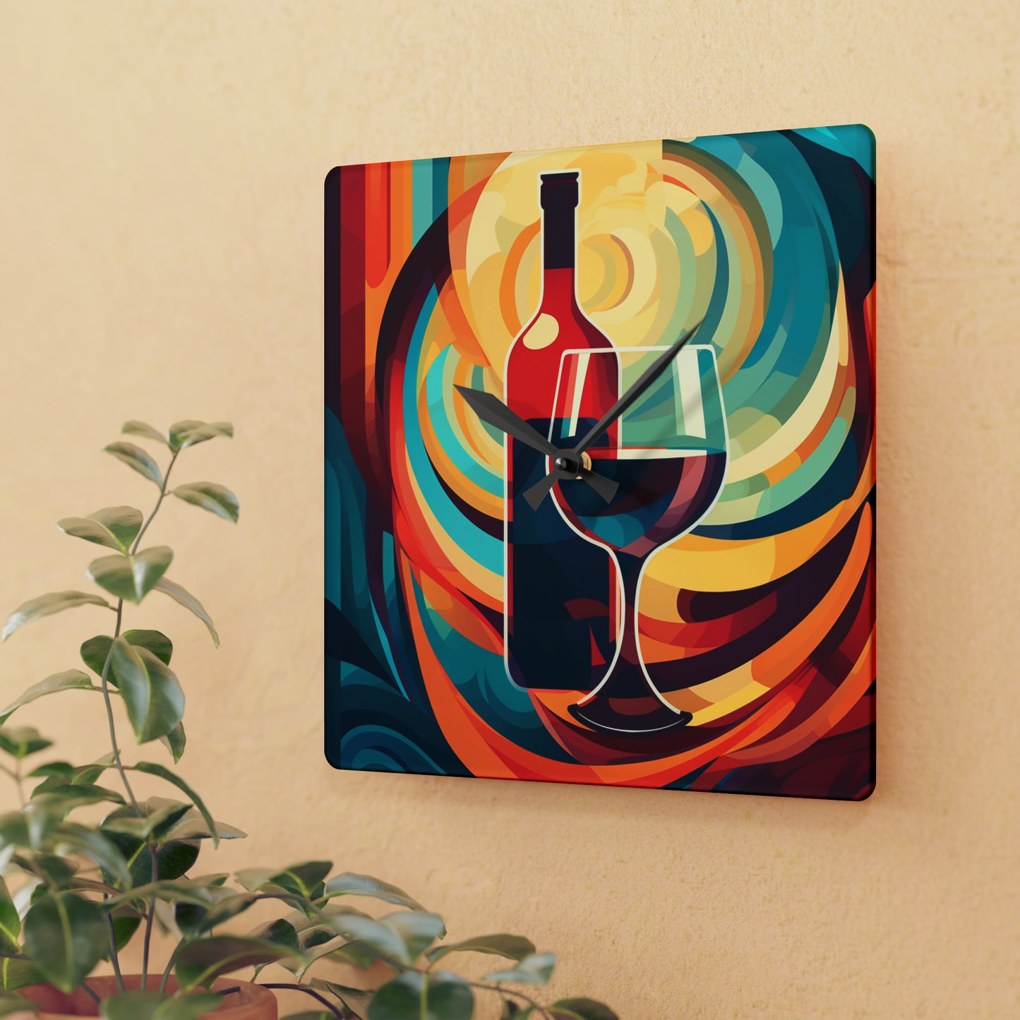 Wine Acrylic Wall Clock