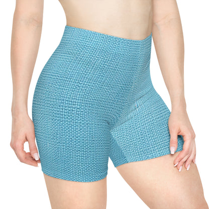 Bright Aqua Teal: Denim-Inspired Refreshing Blue Summer Fabric - Women's Biker Shorts (AOP)