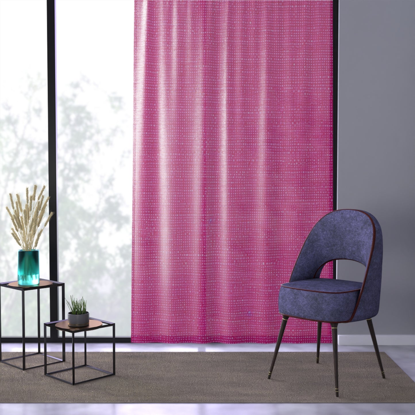 Hot Neon Pink Doll Like: Denim-Inspired, Bold & Bright Fabric - Window Curtain