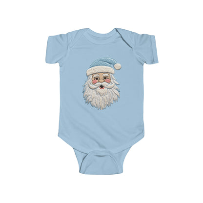 Blue Santa Chenille Patch - Chritmas Hoiday Design - Infant Fine Jersey Bodysuit