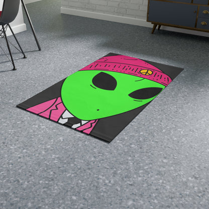 Pink Peace Hat Suit Green Alien Visitor Dobby Rug