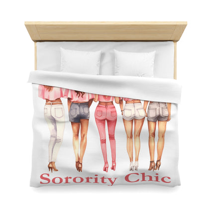 Sorority Chic Bachelorette Party Illustration - Women Toasting - Microfiber Duvet Cover