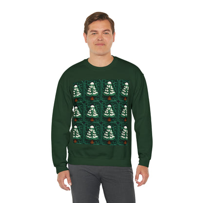 Evergreen Christmas Trees Crochet, Festive Pine Tree Holiday Craft, Yuletide Forest, Winter - Unisex Heavy Blend™ Crewneck Sweatshirt