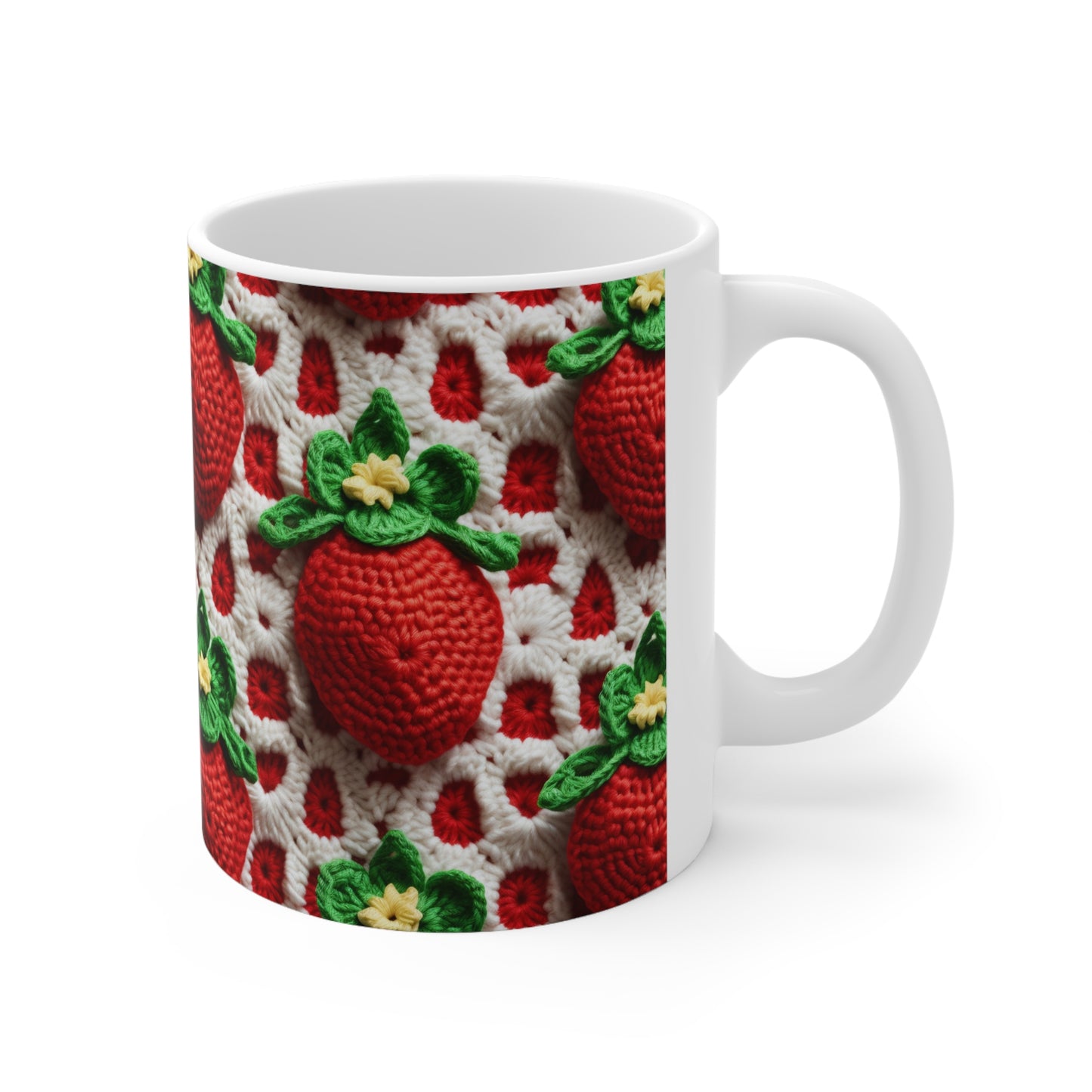 Strawberry Crochet Pattern - Amigurumi Strawberries - Fruit Design for Home and Gifts - Ceramic Mug 11oz